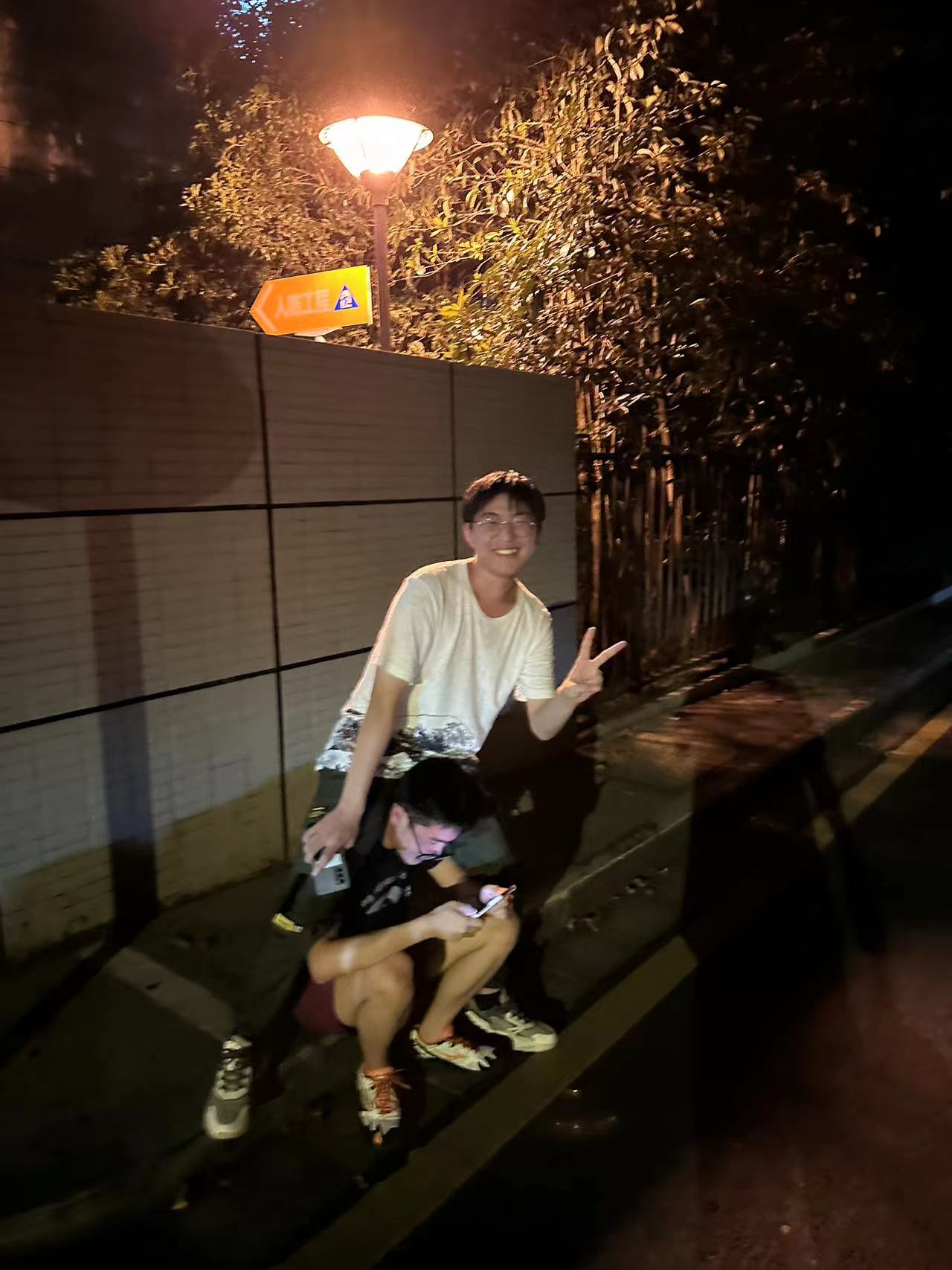 Ganzelin with a friend on a night street